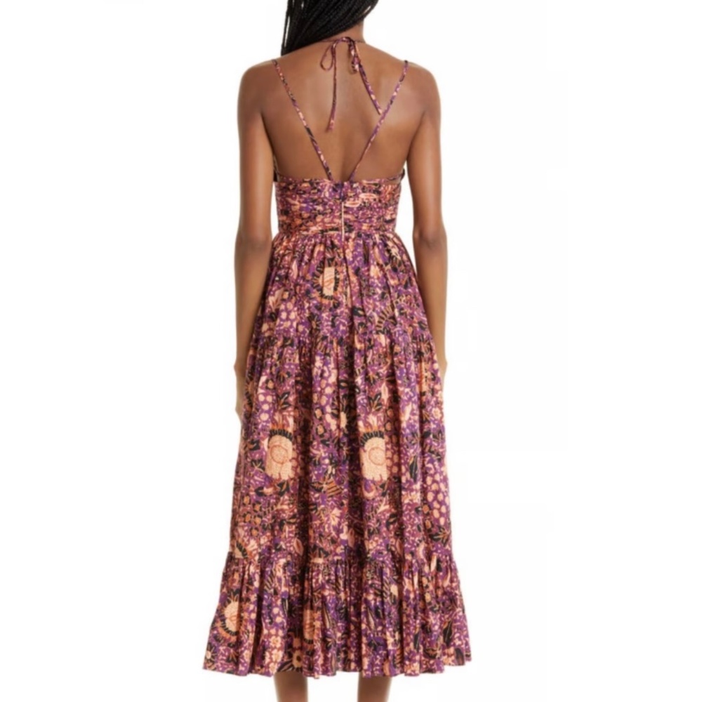 Ulla Johnson Sleeveless Phoebe Purple Strappy Cotton Midi Dress US12